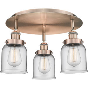 Bell 3 Light 16.75 inch Antique Copper Flush Mount Ceiling Light in Clear