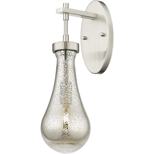 Downtown Urban Owego Armed Sconce Wall Light in Satin Nickel, Mercury