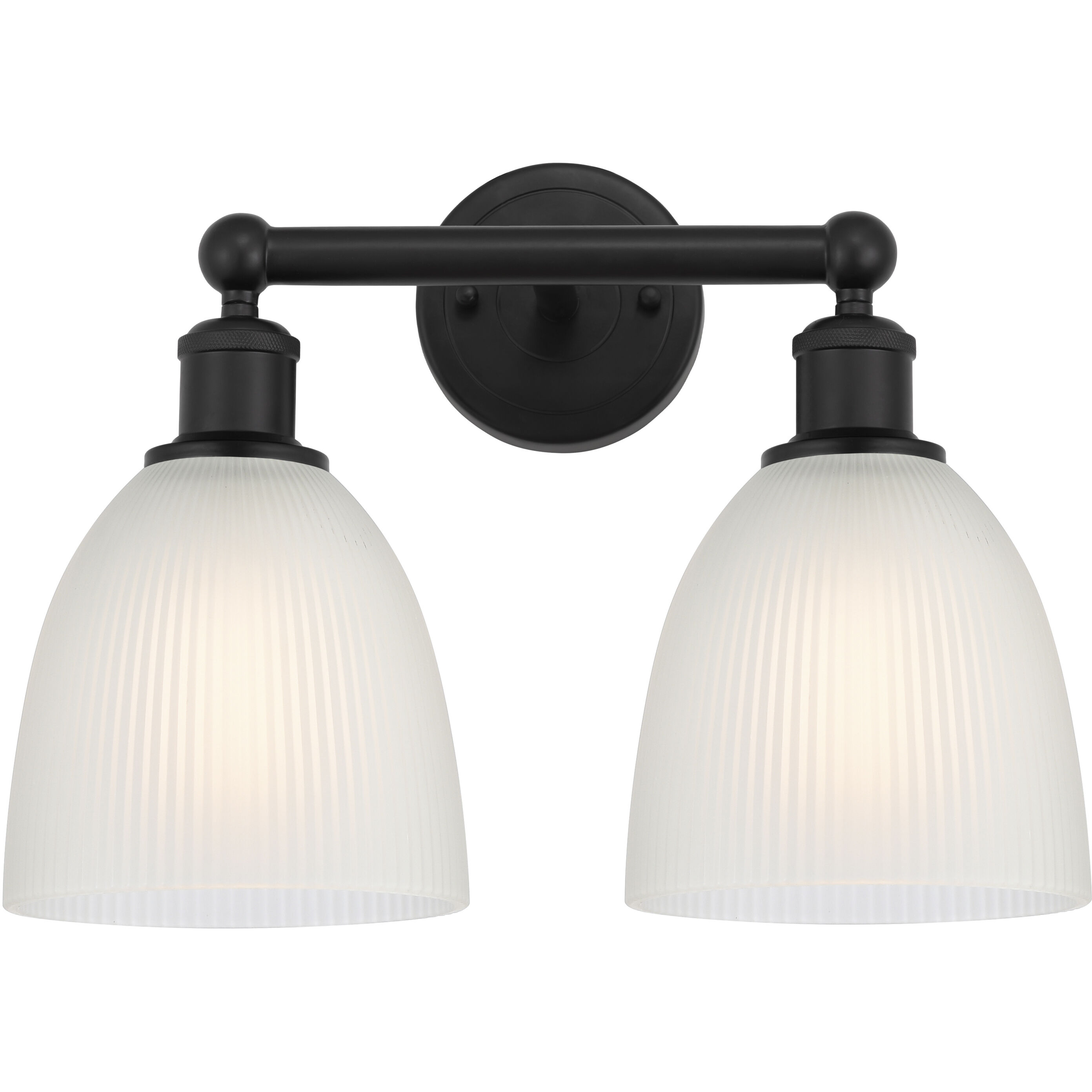 Edison Castile 2 Light 15 inch Matte Black Bath Vanity Light Wall Light in White