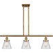 Ballston Small Cone 3 Light 36 inch Brushed Brass Island Light Ceiling Light in Clear Glass