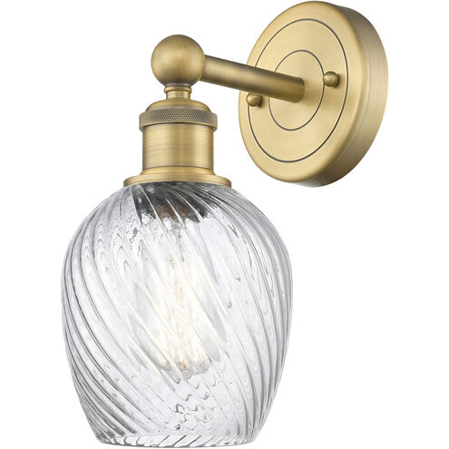 Salina 1 Light 5 inch Brushed Brass and Clear Spiral Fluted Sconce Wall Light