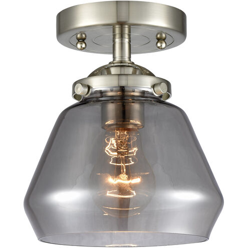 Nouveau Fulton 1 Light 7 inch Brushed Satin Nickel Semi-Flush Mount Ceiling Light in Plated Smoke Glass, Nouveau