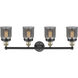 Bell 4 Light 33.5 inch Black Antique Brass Bath Vanity Light Wall Light in Plated Smoke Glass, Small