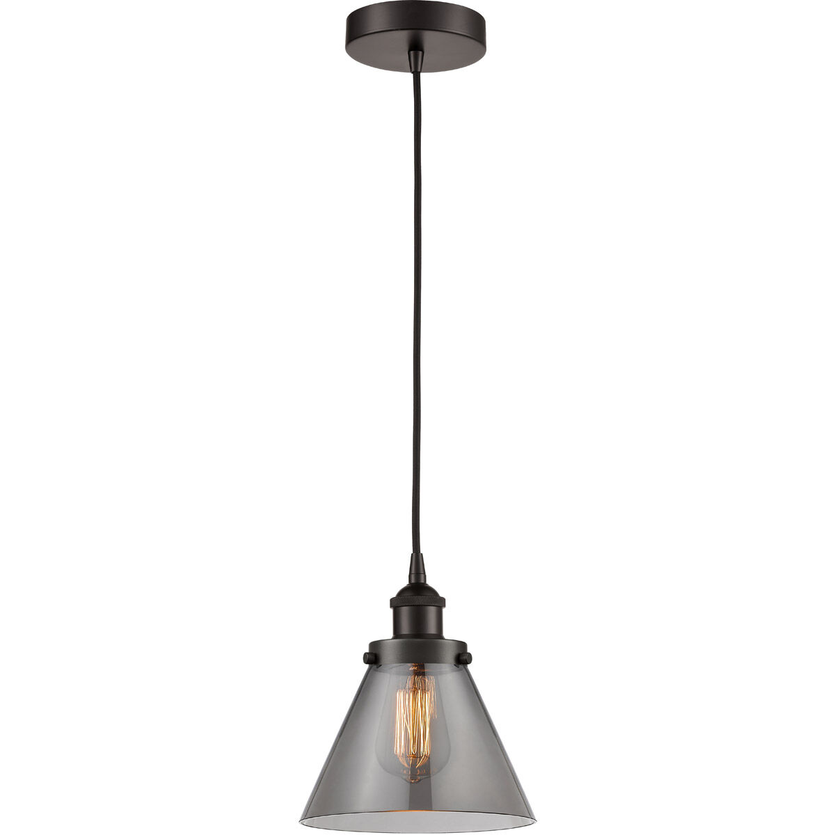Edison Cone LED 8 inch Oil Rubbed Bronze Mini Pendant Ceiling Light