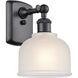 Ballston Dayton LED 6 inch Matte Black Sconce Wall Light in White Glass, Ballston