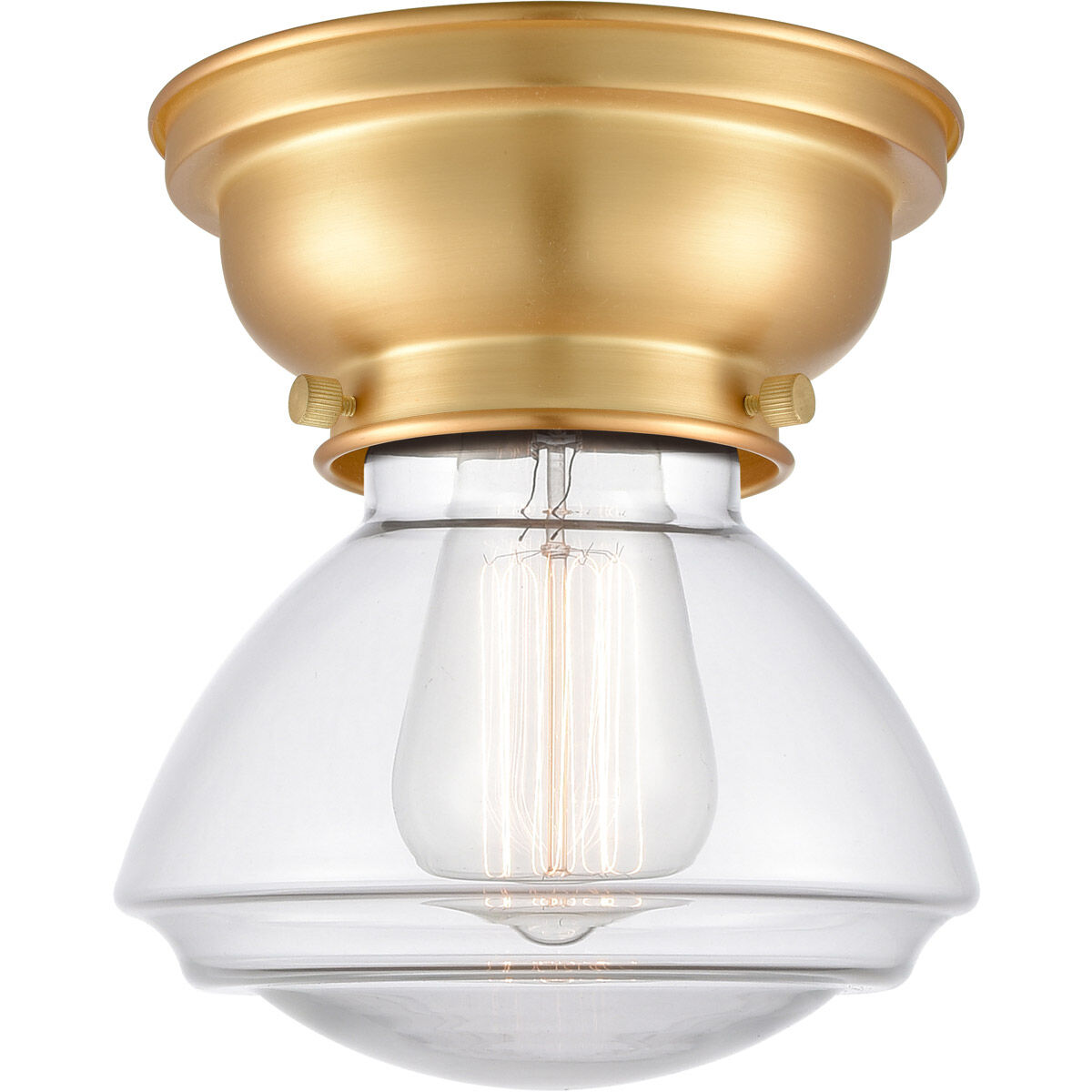 Aditi Olean 1 Light 7 inch Satin Gold Flush Mount Ceiling Light in Clear Glass, Aditi