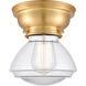 Aditi Olean 1 Light 7 inch Satin Gold Flush Mount Ceiling Light in Clear Glass, Aditi