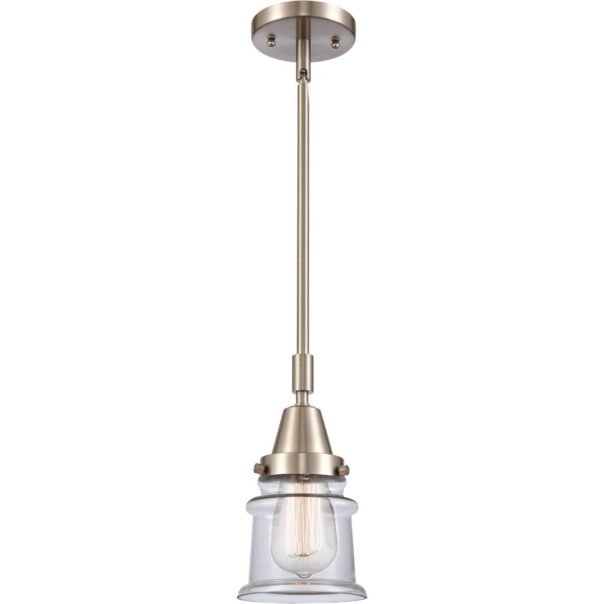 Franklin Restoration Small Canton 1 Light 7 inch Brushed Satin Nickel Mini Pendant Ceiling Light in Clear Glass