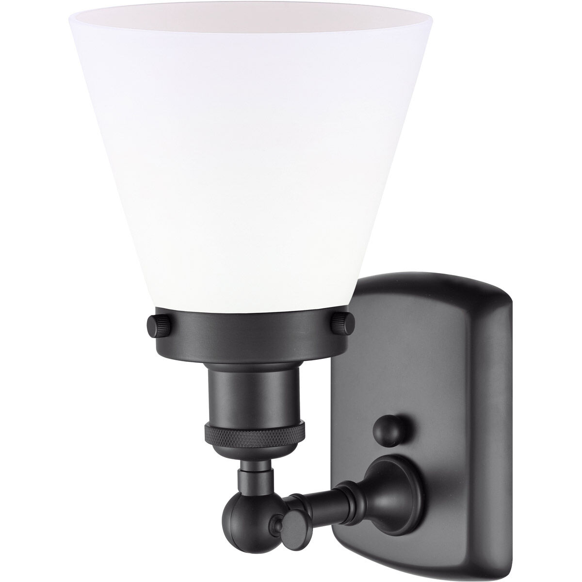 Ballston Small Cone 1 Light 6 inch Matte Black Sconce Wall Light in Matte White Glass, Ballston
