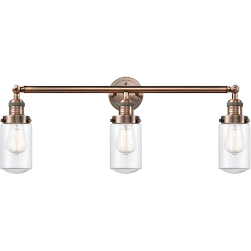 Franklin Restoration Dover 3 Light 31 inch Antique Copper Bath Vanity Light Wall Light in Clear Glass, Franklin Restoration