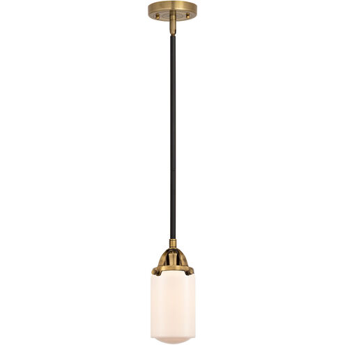 Nouveau 2 Dover LED 5 inch Black Antique Brass and Matte Black Mini Pendant Ceiling Light in Matte White Glass