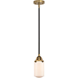 Nouveau 2 Dover 1 Light 5 inch Black Antique Brass and Matte Black Mini Pendant Ceiling Light in Matte White Glass