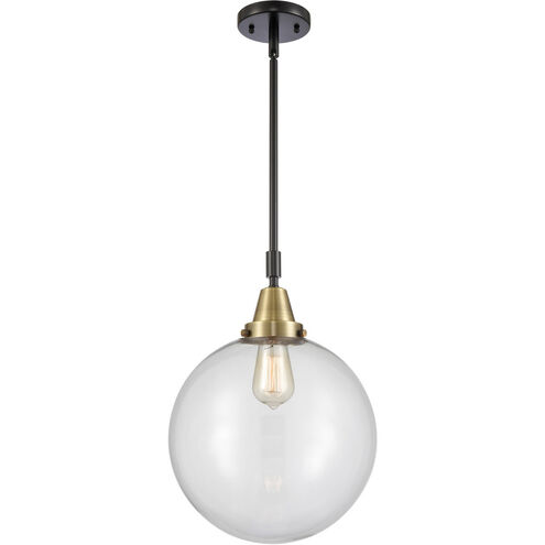 Franklin Restoration Beacon LED 12 inch Black Antique Brass and Matte Black Mini Pendant Ceiling Light in Matte White Glass
