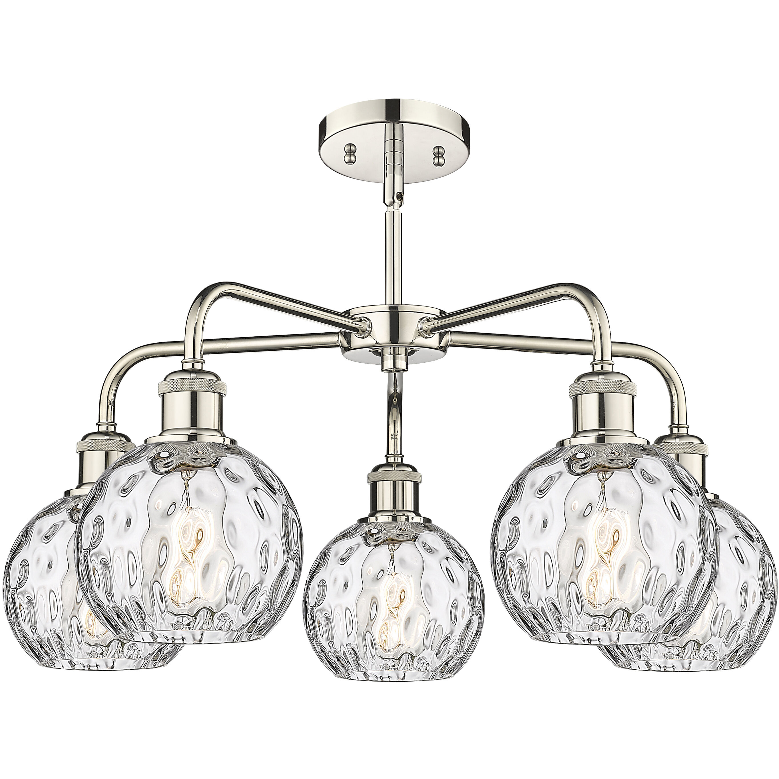 Athens Water Glass 5 Light 23.88 inch Polished Nickel Chandelier Ceiling Light