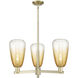 Brookhaven Almond 3 Light 17.63 inch Antique Brass Chandelier Ceiling Light in Amber Glass