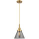 Downtown Urban Cone 1 Light 7.75 inch Satin Gold Mini Pendant Ceiling Light in Light Smoke Glass