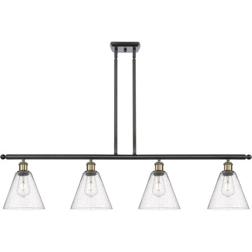 Ballston Ballston Cone LED 48 inch Black Antique Brass and Matte Black Island Light Ceiling Light in Seedy Glass