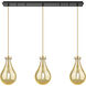 Owego 3 Light 36.63 inch Champagne Bronze Linear Pendant Ceiling Light in Mercury Glass