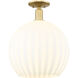 Arcadia White Venetian 1 Light 13.75 inch Semi-Flush Mount