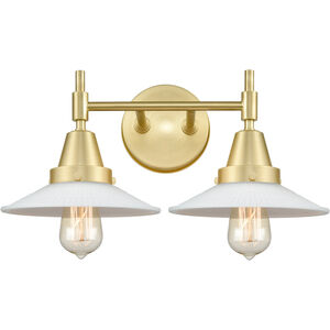 Caden LED 18 inch Satin Brass Bath Vanity Light Wall Light in Matte White Glass