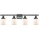 Ballston Small Bell LED 36 inch Matte Black Bath Vanity Light Wall Light in Matte White Glass, Ballston