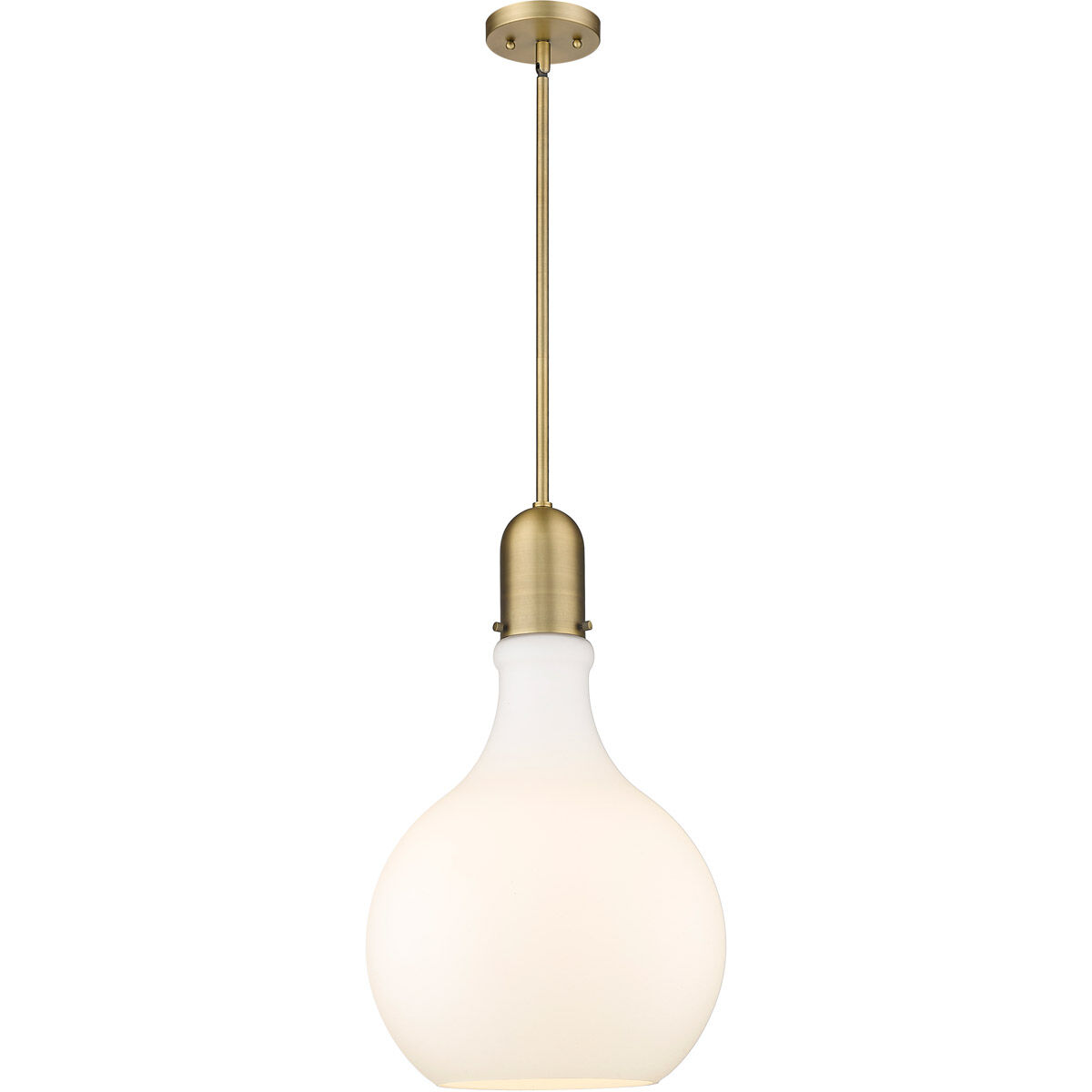 Amherst LED 13.75 inch Brushed Brass Pendant Ceiling Light in Matte White Glass