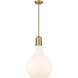 Amherst LED 13.75 inch Brushed Brass Pendant Ceiling Light in Matte White Glass