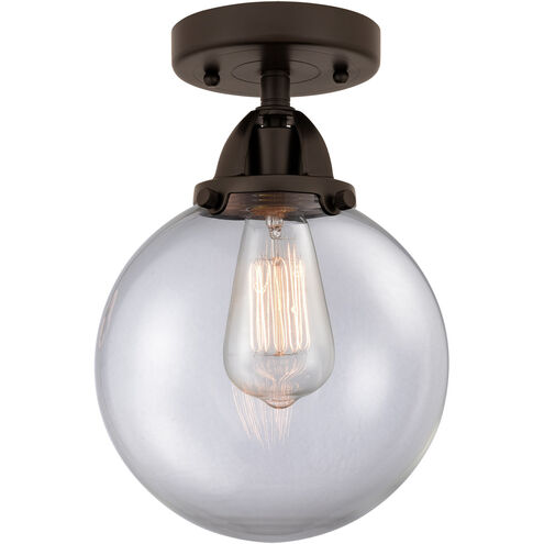 Nouveau 2 Beacon 1 Light 8 inch Oil Rubbed Bronze Semi-Flush Mount Ceiling Light in Clear Glass