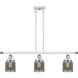 Ballston Small Bell 3 Light 36 inch White and Polished Chrome Island Light Ceiling Light in Plated Smoke Glass