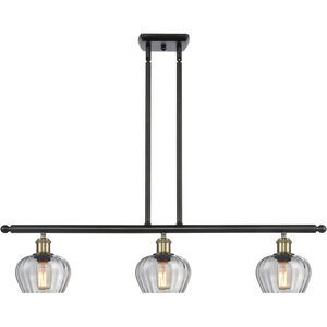 Ballston Fenton 3 Light 36 inch Black Antique Brass Island Light Ceiling Light in Clear Glass, Ballston