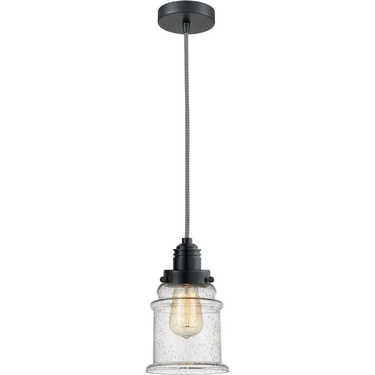 Winchester Canton 1 Light 8 inch Matte Black Mini Pendant Ceiling Light in Zebra, Winchester