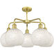 Ballston White Mouchette 5 Light 26 inch Satin Gold Stem Hung Chandelier Ceiling Light
