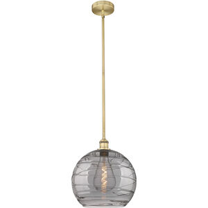 Edison Athens Deco Swirl 1 Light 13.75 inch Brushed Brass Stem Hung Pendant Ceiling Light