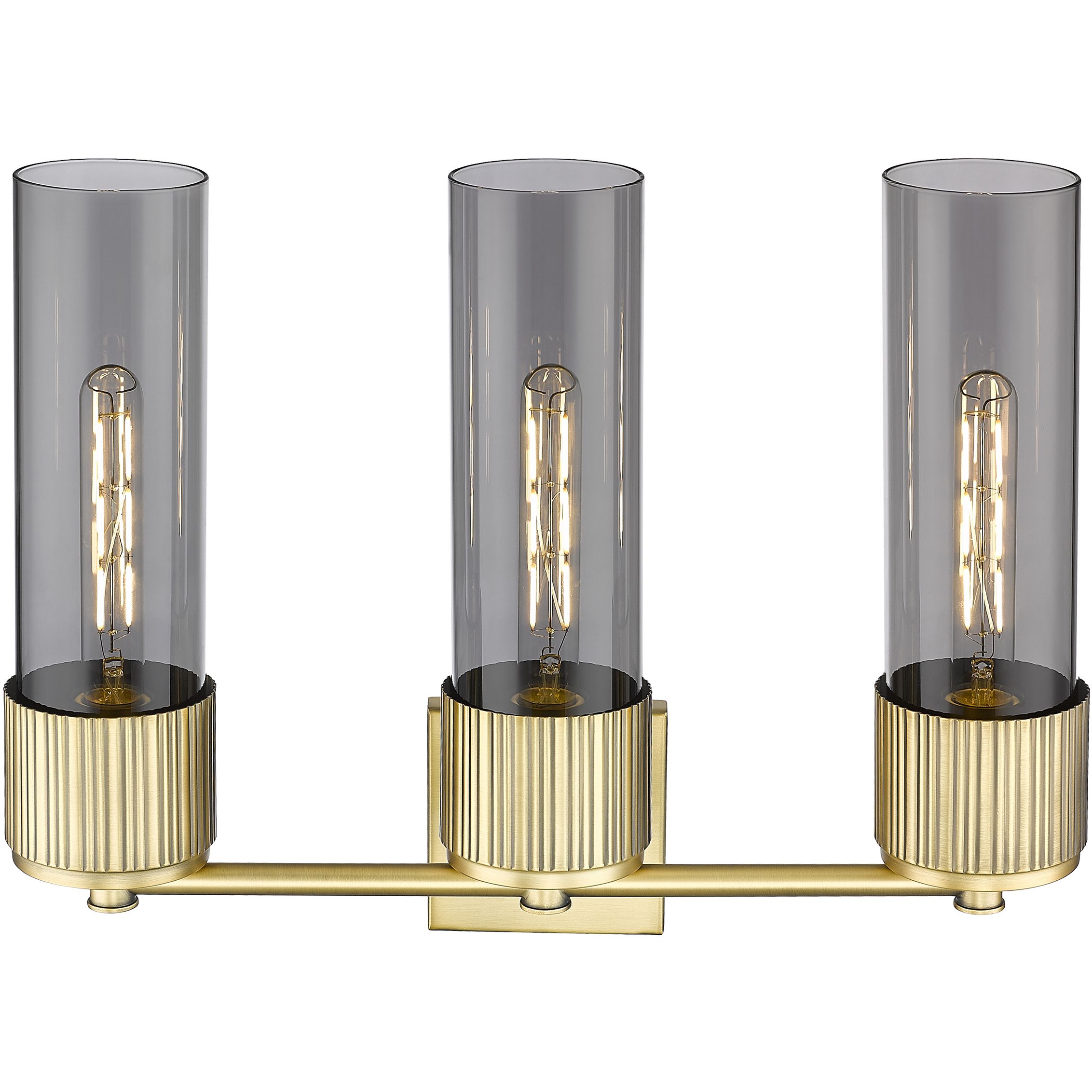 Bolivar 3 Light 20.5 inch Brushed Brass Bath Vanity Light Wall Light in Light Smoke Glass
