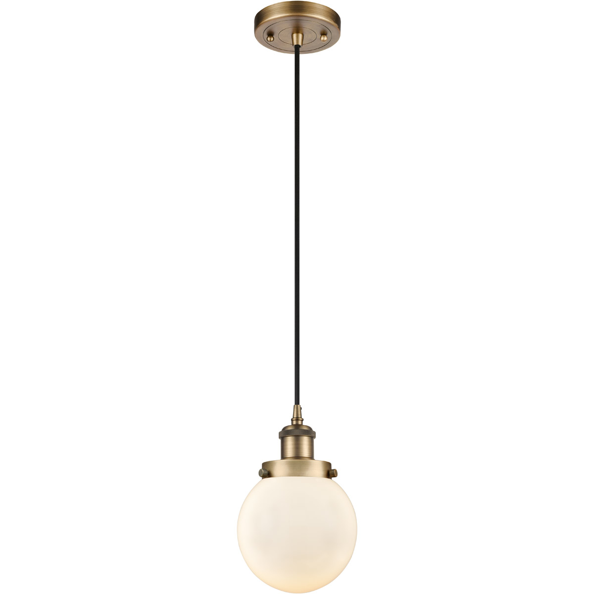 Ballston Beacon 1 Light 6 inch Brushed Brass Mini Pendant Ceiling Light in Matte White Glass