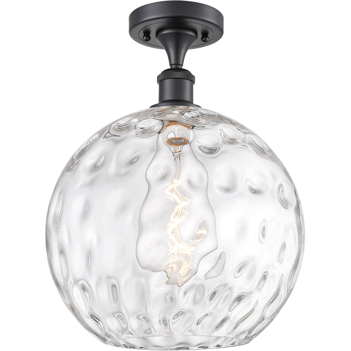 Ballston Athens Water Glass 1 Light 12 inch Matte Black Semi-Flush Mount Ceiling Light