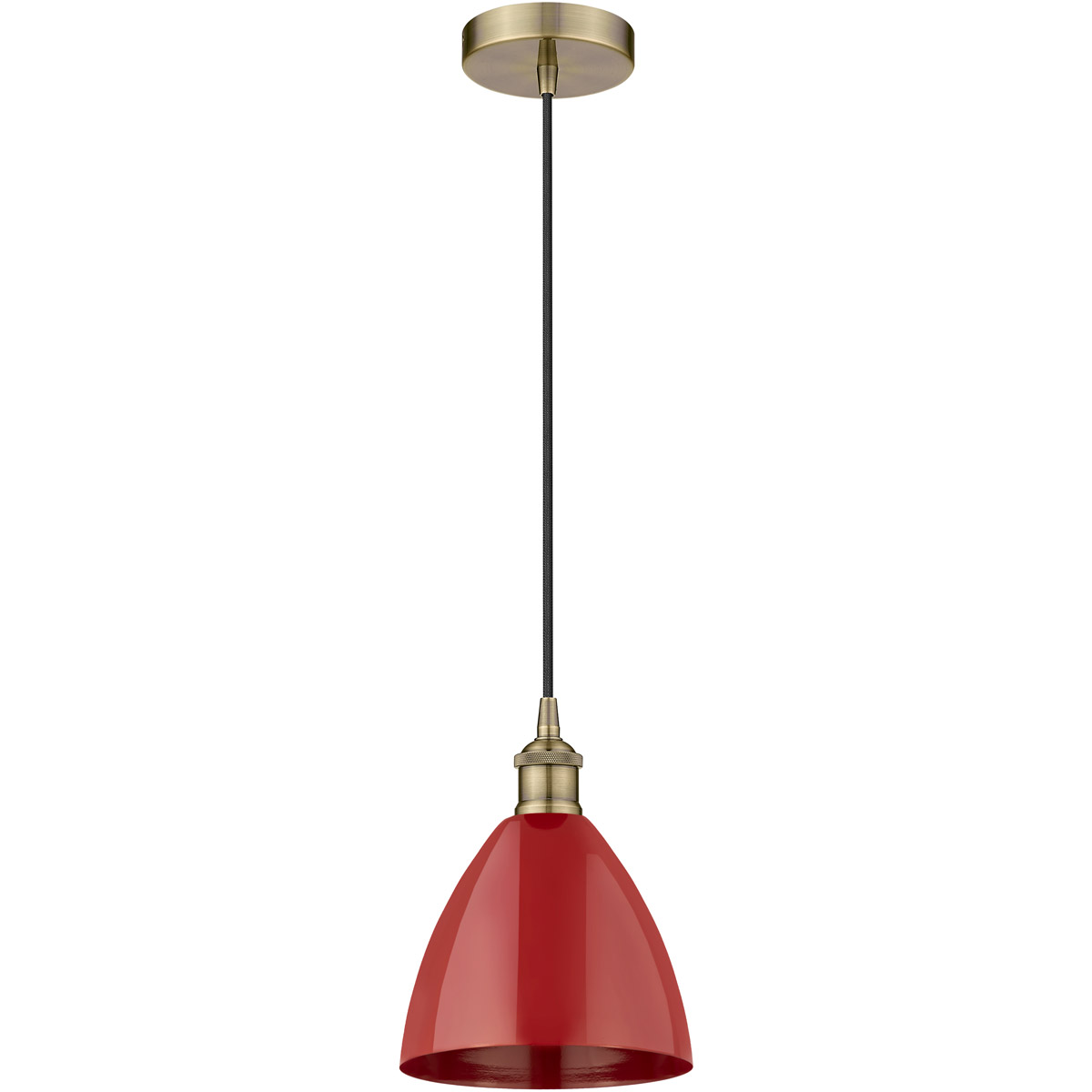 Edison Plymouth Dome LED 8 inch Antique Brass Mini Pendant Ceiling Light