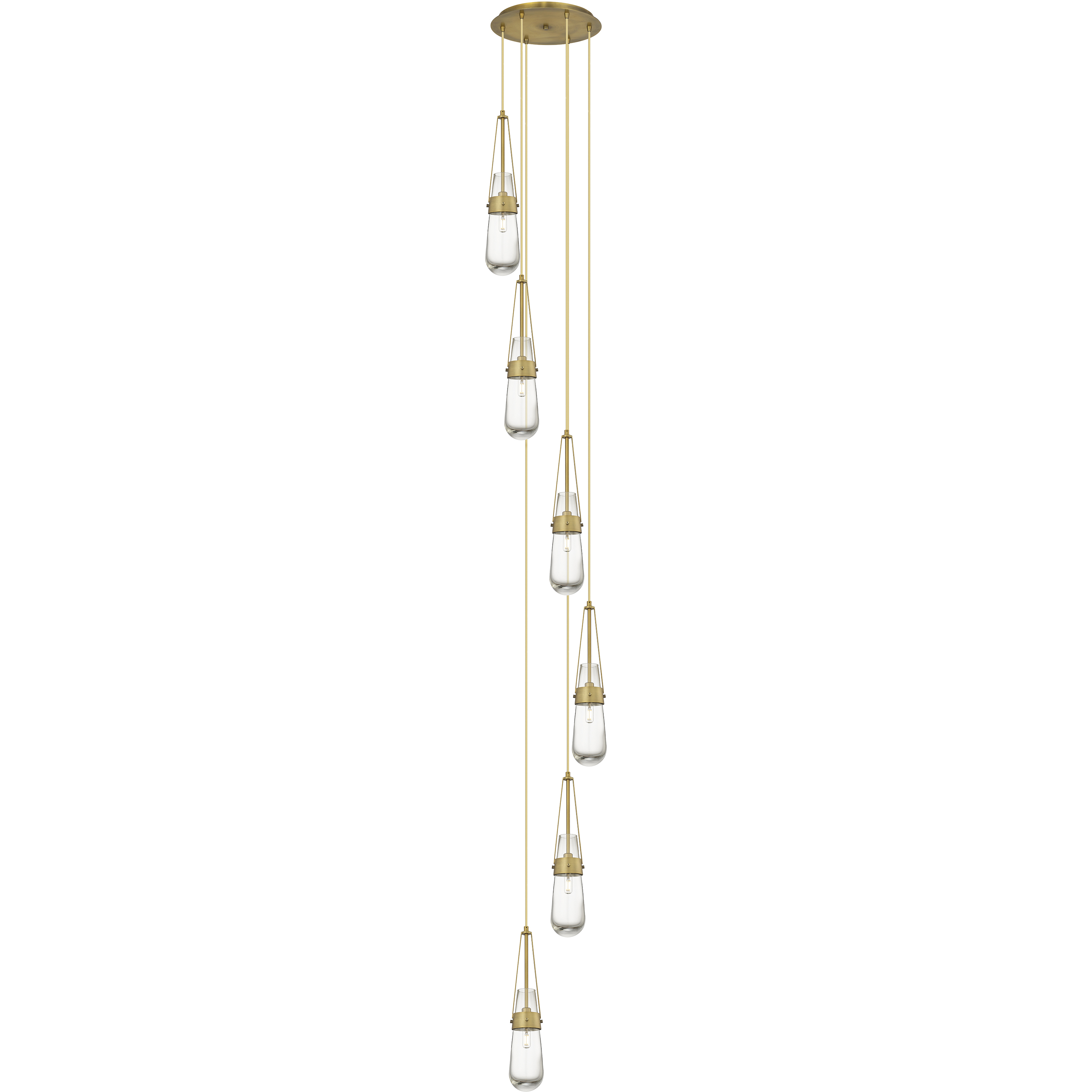 Milan 6 Light 15 inch Brushed Brass Multi Pendant Ceiling Light in Clear Glass