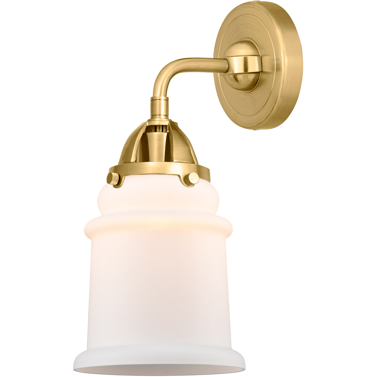 Nouveau 2 Canton LED 6 inch Satin Gold Sconce Wall Light in Matte White Glass