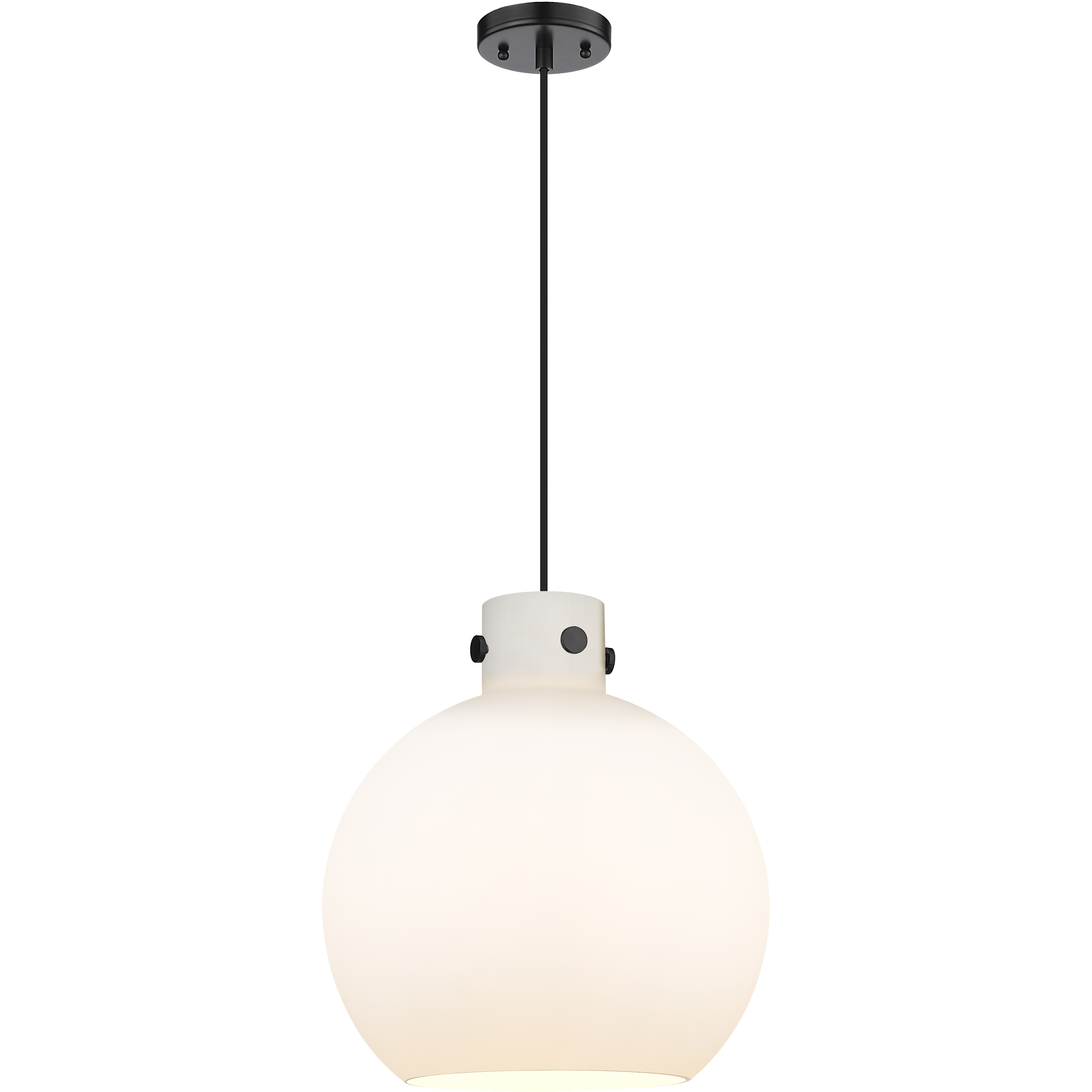 Newton Sphere 1 Light 14 inch Matte Black Pendant Ceiling Light in Matte White Glass