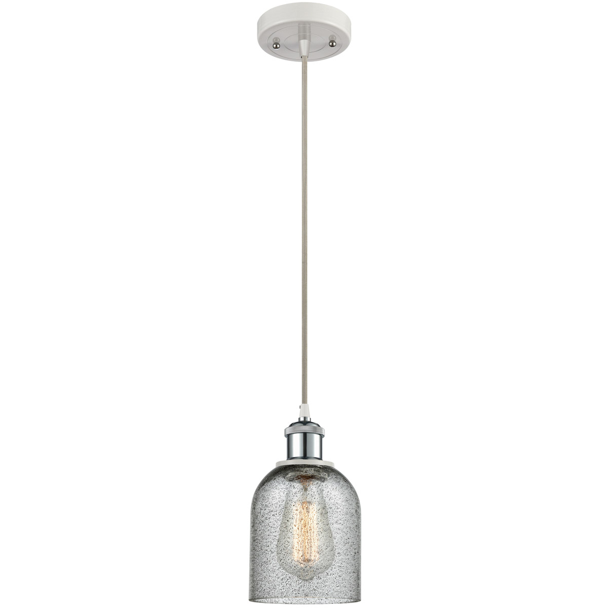 Ballston Caledonia LED 5 inch White and Polished Chrome Mini Pendant Ceiling Light in Charcoal Glass, Ballston