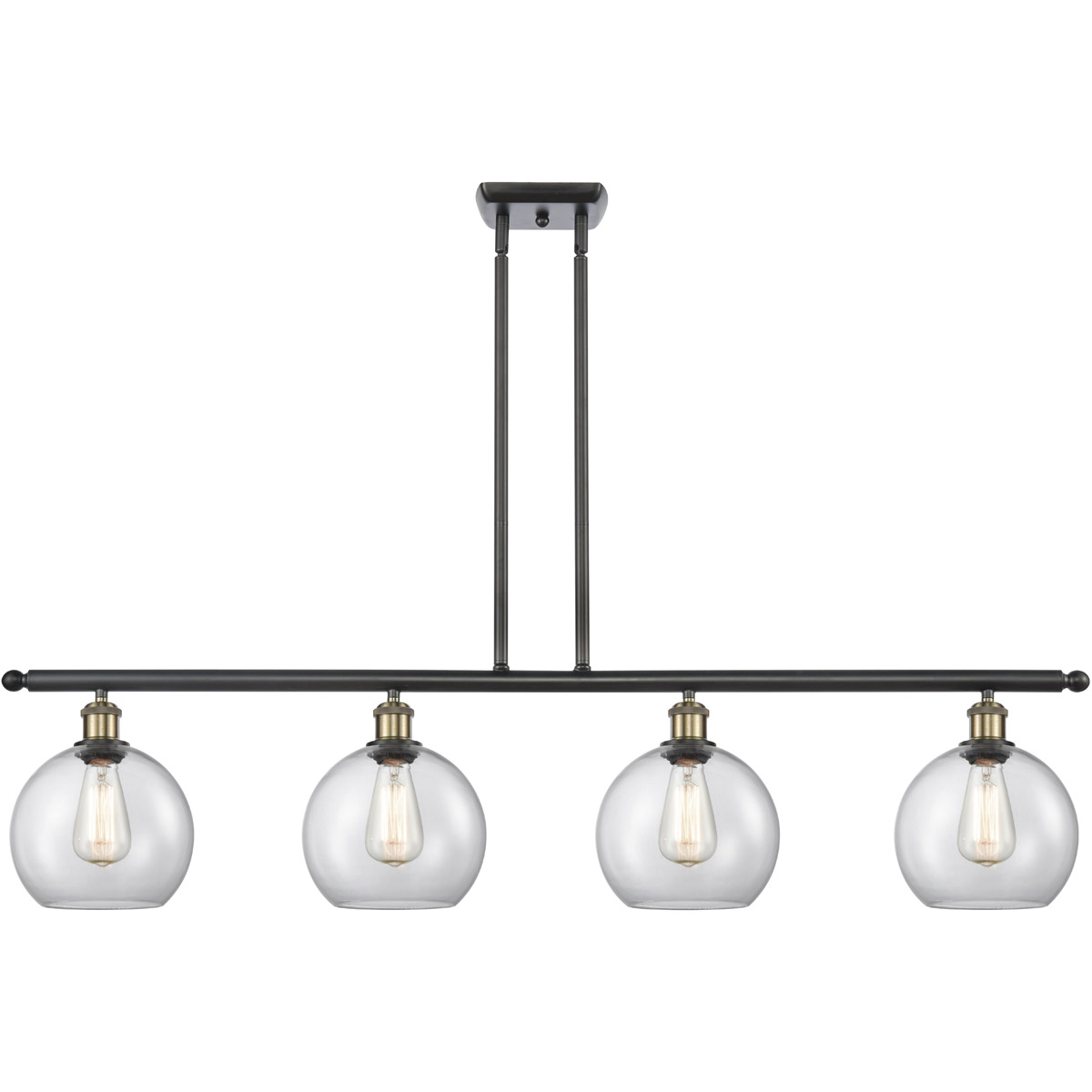 Ballston Athens 4 Light 48 inch Black Antique Brass Island Light Ceiling Light in Clear Glass, Ballston
