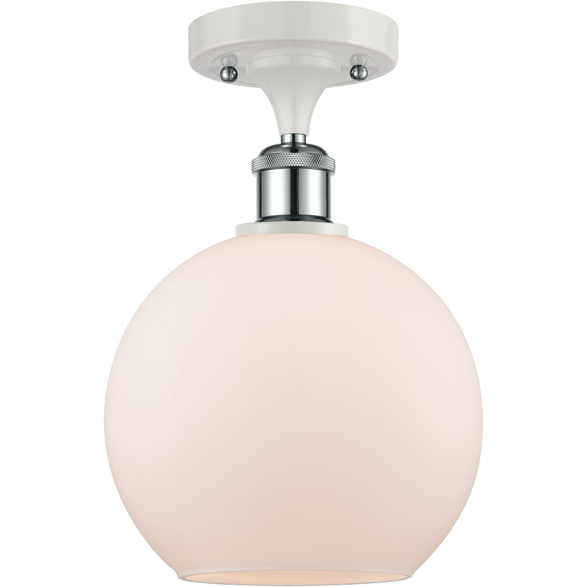 Ballston Athens 1 Light 8 inch White and Polished Chrome Semi-Flush Mount Ceiling Light in Matte White Glass, Ballston