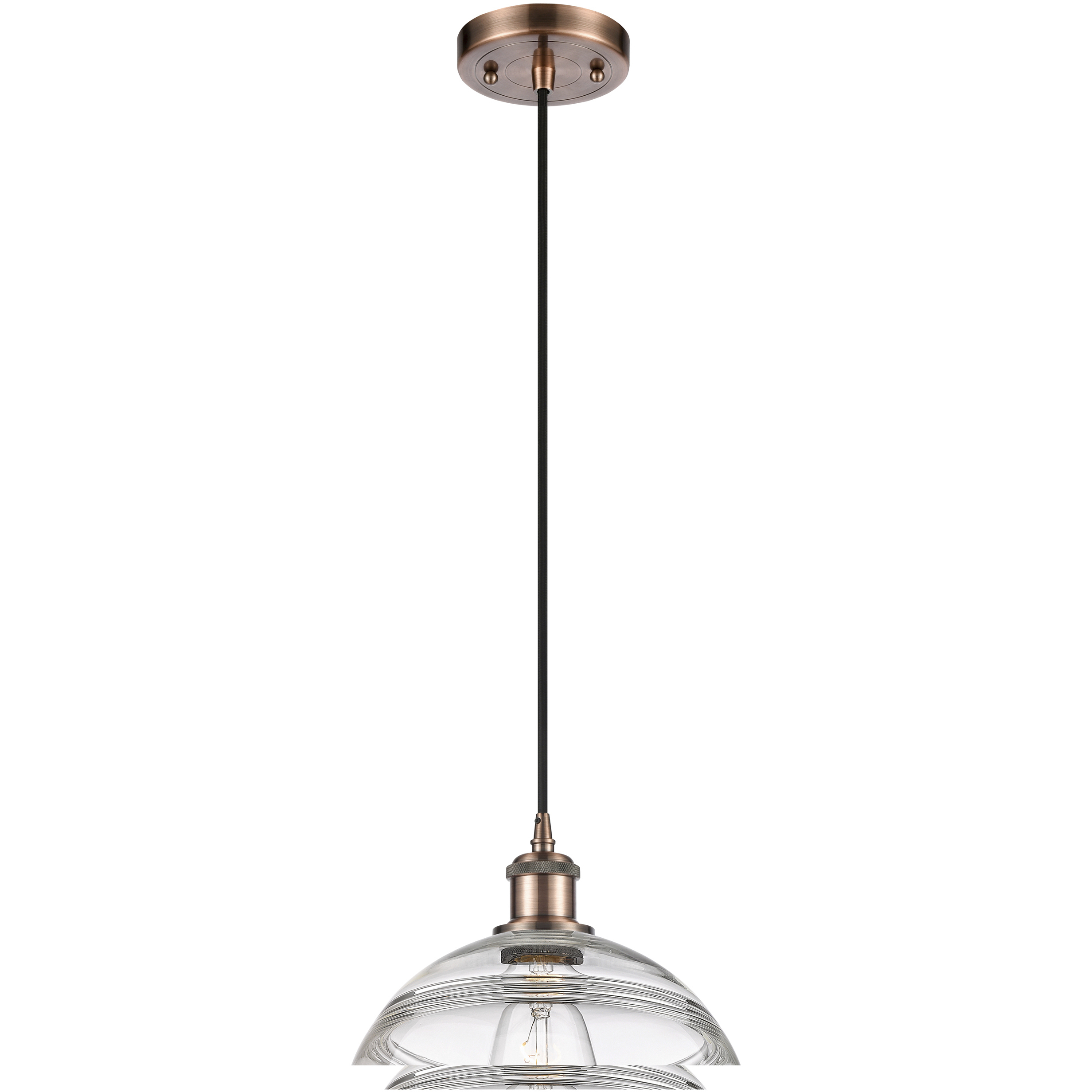 Ballston Rochester 1 Light 10 inch Antique Copper Cord Hung Mini Pendant Ceiling Light