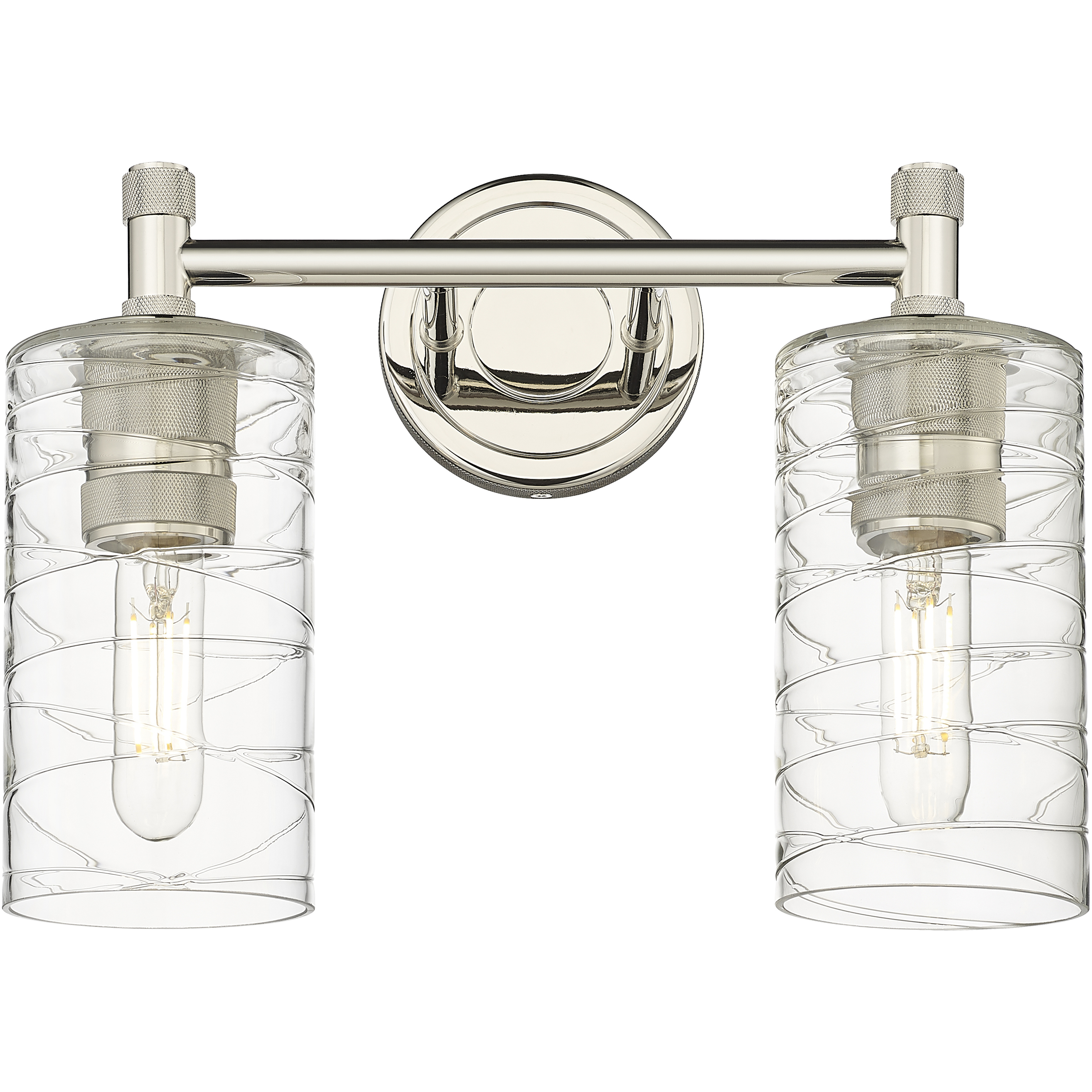 Downtown Urban Crown Point 2 Light 13.88 inch Polished Nickel Bath Vanity Light Wall Light in Deco Swirl