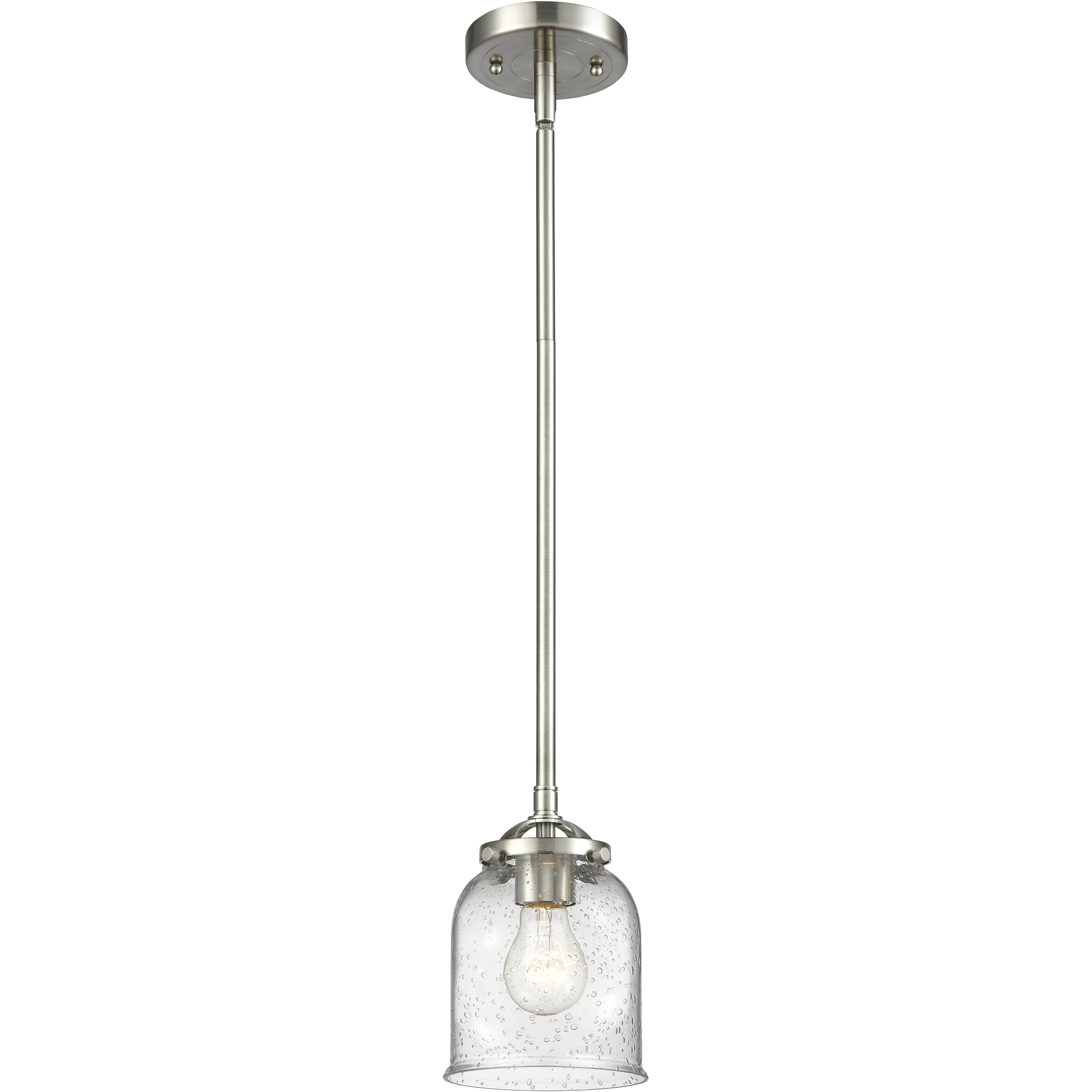 Nouveau Small Bell 1 Light 5 inch Black Polished Nickel Mini Pendant Ceiling Light in Silver Plated Mercury Glass, Nouveau