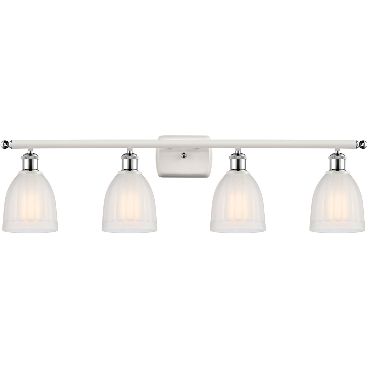 Ballston Brookfield 4 Light 36 inch White and Polished Chrome Bath Vanity Light Wall Light in White Glass, Ballston