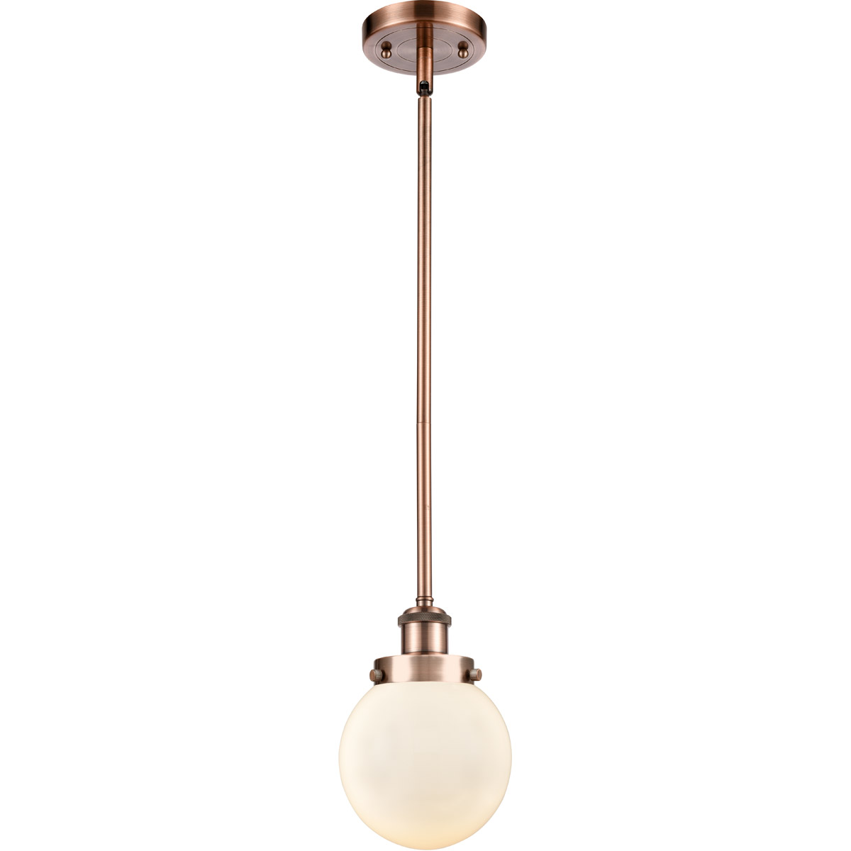 Ballston Beacon 1 Light 6 inch Antique Copper Pendant Ceiling Light in Matte White Glass