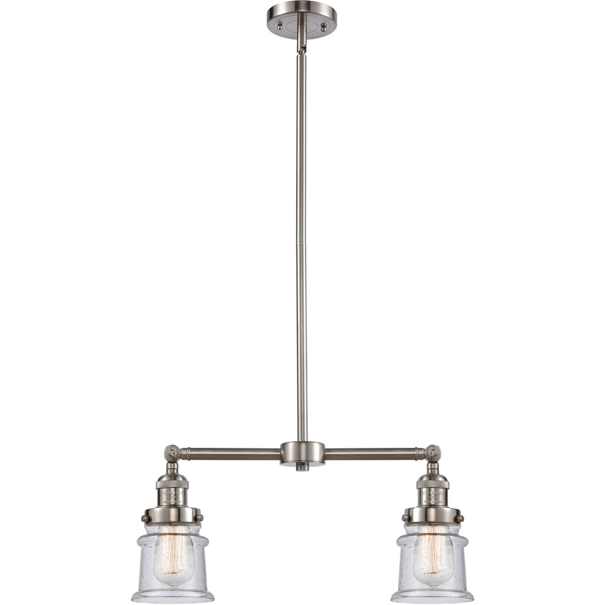 Franklin Restoration Small Canton LED 21 inch Brushed Satin Nickel Chandelier Ceiling Light in Seedy Glass, Franklin Restoration