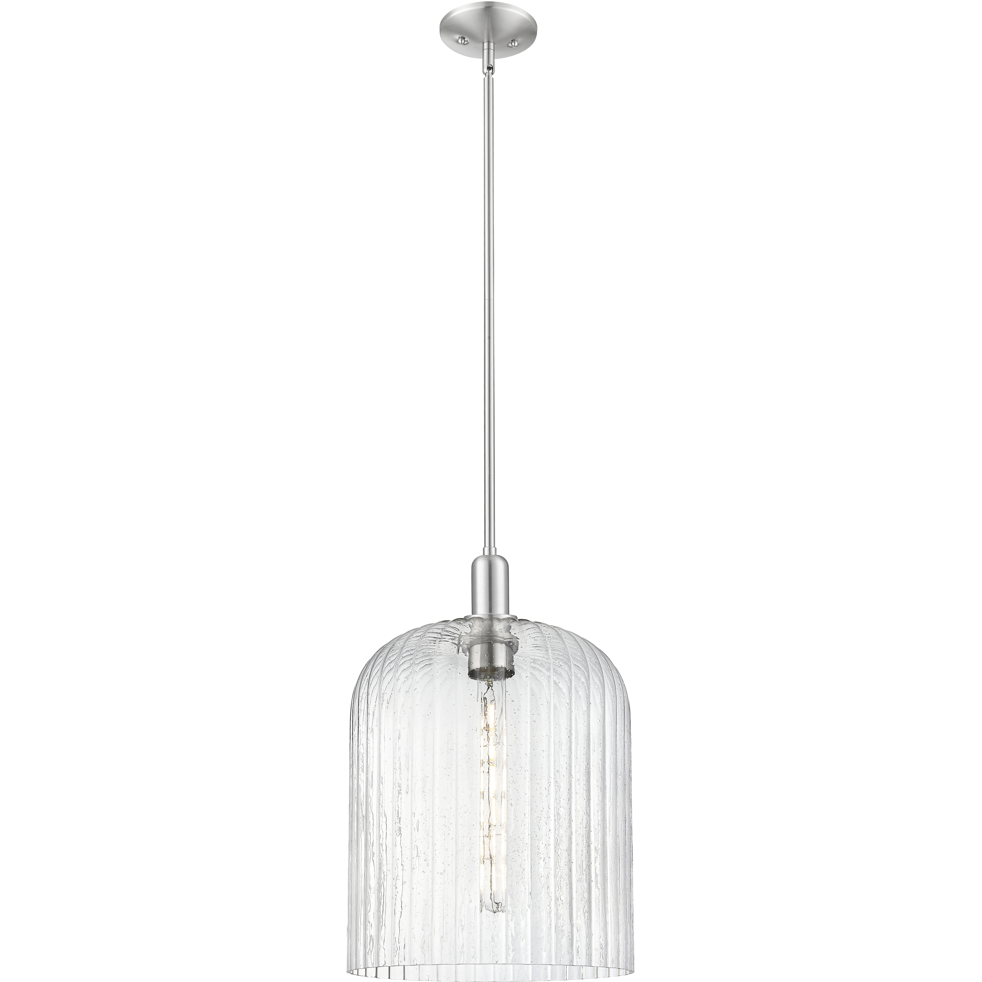 Bridal Veil 1 Light 12 inch Brushed Satin Nickel Mini Pendant Ceiling Light in Seedy Glass